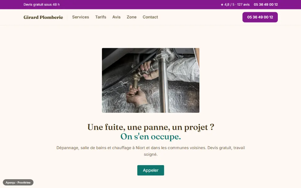 Exemple de site fait avec Provitrine : salon de coiffure