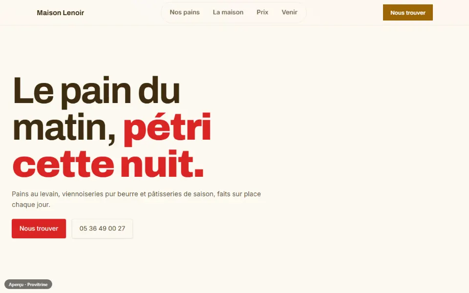 Exemple de site fait avec Provitrine : boutique, commerce